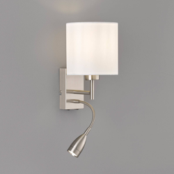 Aplique Dreamer níquel, pantalla de cretona blanca precio