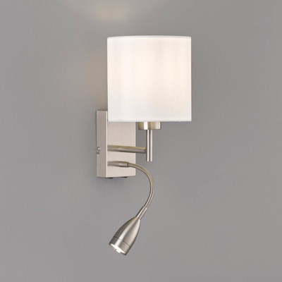 Aplique Dreamer níquel, pantalla de cretona blanca