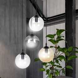 Colgante Glassy 4 luces redondo grafit/ámbar/claro características