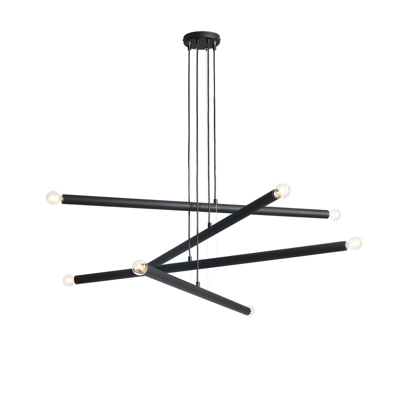 Lámpara colgante Tubo, negro, 8 luces