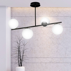 Plafón Kabo, 1 brazo, negro, 4 luces características