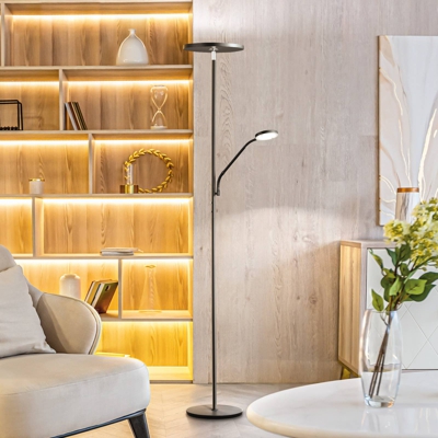 Lámpara de pie LED Fabi, brazo lectura, negro