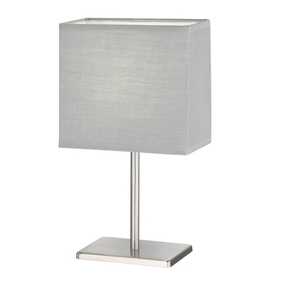 Lámpara de mesa Kate pantalla textil, níquel/gris