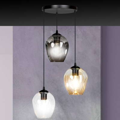 Colgante Starla redondo 3 luces grafit/ámbar/claro