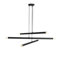 Lámpara colgante Tubo, negro, 6 luces en oferta