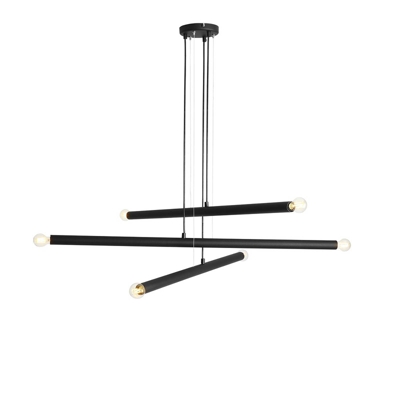 Lámpara colgante Tubo, negro, 6 luces