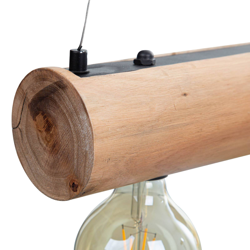 Lámpara colgante Palo, vigas de madera, 4 luces características