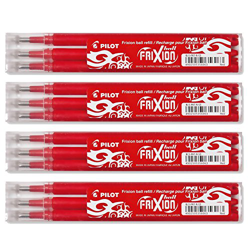 Minas para bolígrafo de repuesto Pilot Pen; modelo Frixion Ball, grosor 0,7, 4 juegos de 3 unidades, color rojo, 12 unidades en oferta