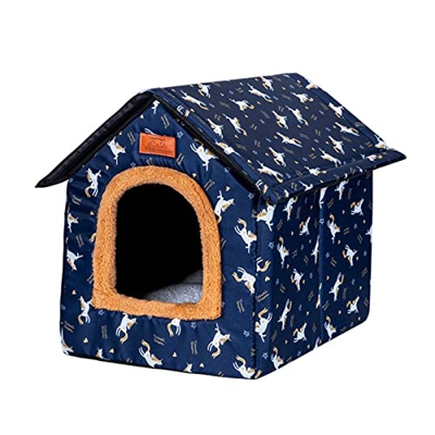 Yajimsa Casa para Mascotas, Casa para Perros De Tela Oxford Impermeable, Caseta para Gatos Resistente A La Intemperie, Casa para Animales, Refugio Ple