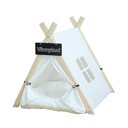 Vinnykud Tienda de Campaña para Mascotas Extraíble y Lavable Plegable con Colchón Cama para Mascotas Tienda de Campaña de Rayas para Perros Carpa con  precio