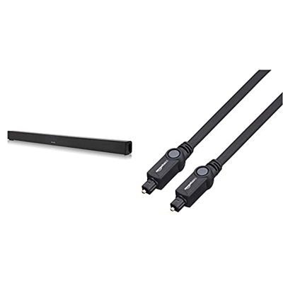 Sharp HT-SB140MT 2.0 Barra de Sonido Cine en casa, Bluetooth con HDMI ARC/CEC, Potencia máxima Total de Salida:150w + Amazon Basics Cable óptico de Au