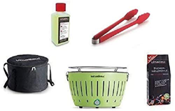 LotusGrill Set de iniciación 1 barbacoa verde lima con conexión USB, 1 carbón vegetal de haya de 1 kg, 1 pasta combustible de 200 ml, 1 pinza para sal precio