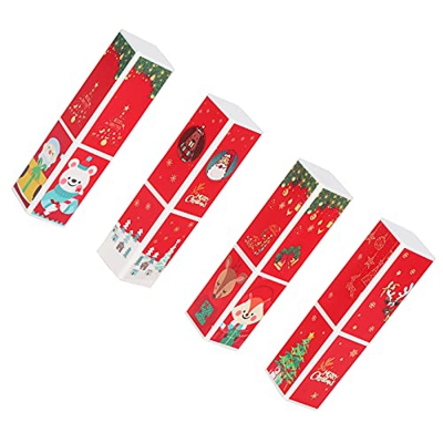 Tubo de lápiz labial, 4 piezas de forma cuadrada Estilo navideño DIY Tubo de lápiz labial Tubo de contenedor de bálsamo labial vacío (01 + 02 + 03 + 0