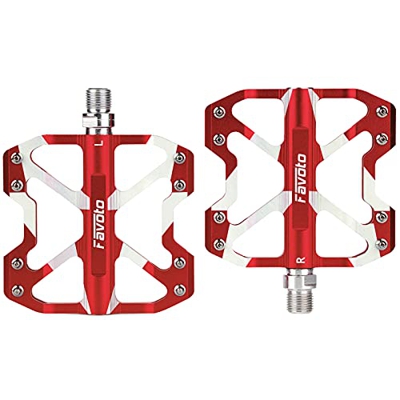 Favoto Pedales de Bicicleta Universal, Pedales Bicicleta Montaña Antideslizante de Aleación de Aluminio con Cojinetes Sellados, Rosca de 9/16" BMX MTB