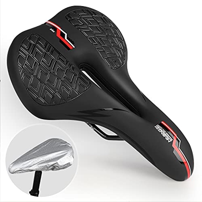 HASAGEI SillíN De Bicicleta, Asiento De Gel para Bicicleta, Asiento De Bicicleta con Impermeable para Hombres, Mujeres, MTB, Bicicleta De Carretera, B