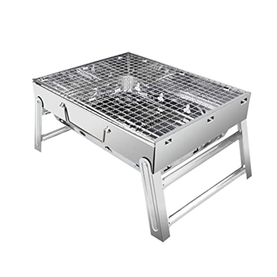 fdsfd Parrilla portátil de acero inoxidable, mesa de barbacoa ligera para camping con patas plegables, parrilla de carbón para barbacoa al aire libre