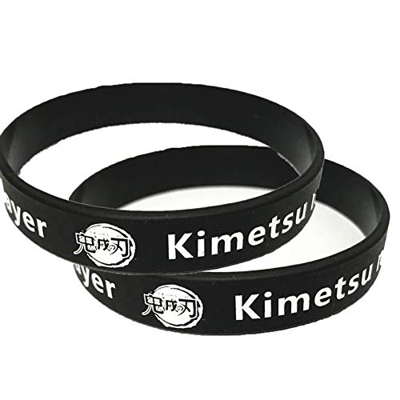 cluis 2 paquetes de anime demon slayer Kimetsu no Yaiba pulsera de silicona pulsera de cosplay de anime manga fans regalo (estilo 2)