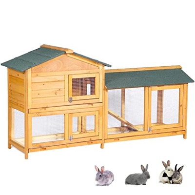 HYJBGGH Conejo De Madera para Exteriores, Casas Y Hábitats De Animales Pequeños Fáciles De Montar, con Malla De Alambre Inferior Extraíble/Corredor/Pu