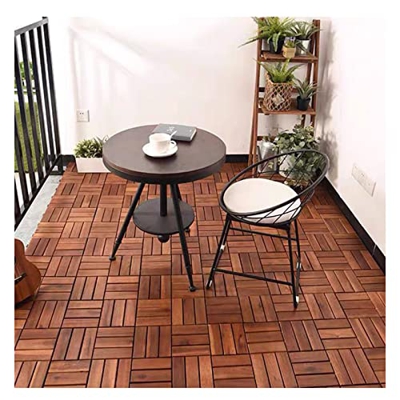 Suelo Madera Exterior 1 Pieza De Suelo De Madera Maciza, Fácil De Empalmar Suelo De Patio A Prueba De Agua Al Aire Libre, para Terraza Y Junto A La Pi