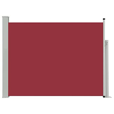 vidaXL Toldo Lateral Retráctil para Patio Pantalla de Terraza Mampara Parasol de Exterior Jardín Tela de Lona PU Rojo Soporte de Hierro 140x500 cm