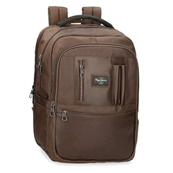 Pepe Jeans Bomber Mochila Doble Compartimento Adaptable Portátil 15,6" Marrón 30x44x15 cms Poliéster y PU 20,46L características
