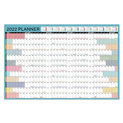 Calendario de pared 2022， Wall Planner 2022, planificador anual 2022, de enero de 2022 a diciembre de 2022, planner calendario familiar, color de Mora
