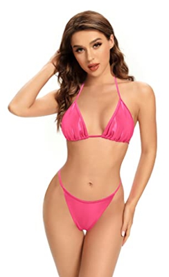 SHEKINI Mujer Trajes de Baño Dos Piezas Halter Ajustable Triángulo Bikini Top Bikini de Dos Piezas Cintura Baja Tanga Brasileño Parte Inferior del Bik