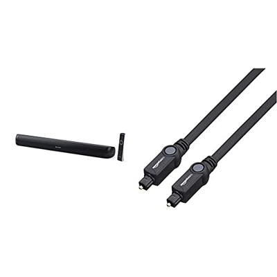 Sharp HT-SB107 2.0 Barra de Sonido Cine en casa Bluetooth, HDMI ARC/CEC, USB Playback + Amazon Basics Cable óptico de Audio Digital Toslink (1 m)