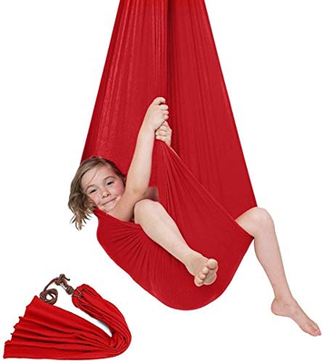 TANGIST Hamaca Columpio Terapia Cubierta oscilación Profesional Abrazo Hamaca elástico Anti-Gravedad oscilación Yoga for niños (Color : Red, Size : 15