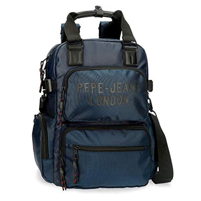 Pepe Jeans Bromley Mochila con bandolera para Portátil 13,3" Azul 28x41x16 cms Poliéster 1.84L