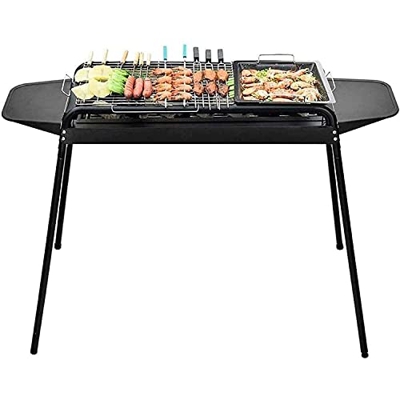 Parrilla de la barbacoa Parrilla de carbón de barbacoa pequeña, parrilla al aire libre portátil, parrilla de carbón de altura, altura ajustable, frien