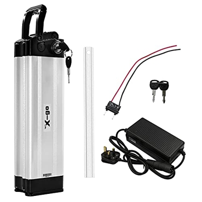 X-go Batería de 36 V 10 Ah, batería plegable de litio de ion de litio con cargador, placa de protección BMS para motor de bicicletas eléctricas de 350