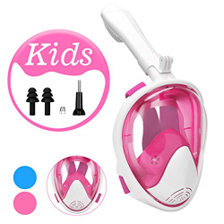 QKURT Máscara de Buceo, Máscara de Snorkel de Vista de 180°Grados con Montaje de cámara de acción extraíble y diseño de respiración fácil para niños en oferta