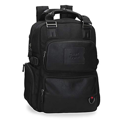 Pepe Jeans Counter Mochila para Portátil 15" Negro 31x44x15 cms Poliéster y PU 17,92L