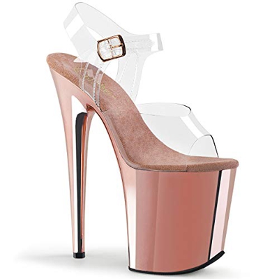 Pleaser FLAMINGO-808 Clr/Rose Gold Chrome UK 7 (EU 40)