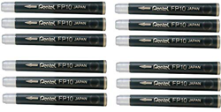 Pentel Arts - Juego de recambio de 12 cartuchos de tinta negra para rotulador de bolsillo con punta de pincel en oferta
