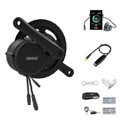BAFANG Motor Central 250W 36V/48V BBS01 Kit de Conversión de Bicicleta Eléctrica, Pantalla LCD, Rueda de Cadena 44T con Sensor de Engranajes de Metal 