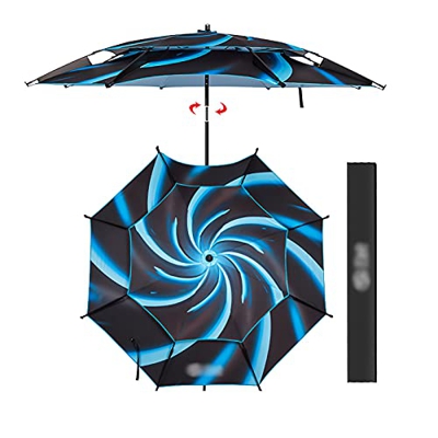 DFYR Sombrilla de Playa de Altura Ajustable, Portátil con Protección UV 50+ Sombrilla de Playa con Bolsa de Transporte Sombrilla de Pesca Plegable par