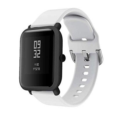 CNBOY Correas de Reloj de Repuesto de Silicona para Xiaomi Huami Amazfit Bip Youth Watch (Blanco, 20mm)