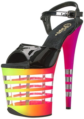 Pleaser Flamingo-809uvln, Sandalias Planas Mujer, Black Blk Pat Neon Uvln, 37 EU