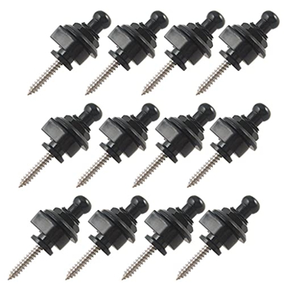 freneci Portátil Portátil 12x Guitard Straplocks Partes de Instrumentos Musicales 22 X 45mm - Negro, tal como se describe
