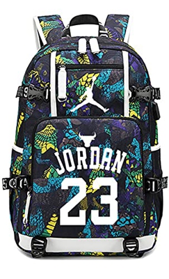 NIMUIL Niños y niñas Adolescentes Mochila para computadora Bolso de Hombro Mochila Escolar Michael Jordan Bulls Tela Oxford Impresa Lona Impermeable 1