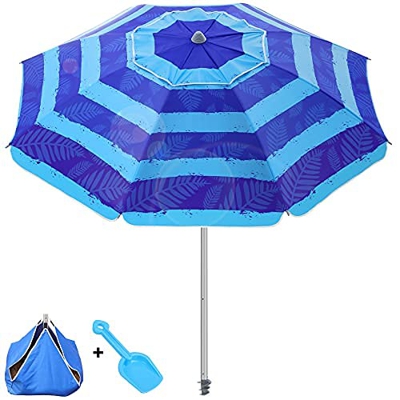 WONSEFOO Sombrilla portátil Sombrilla con ancla de arena UV 50+ sombrilla