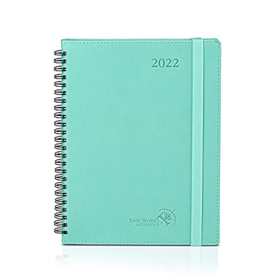 POPRUN Agenda 2022 Semana Vista 16,5 x 21,5 cm - Planificador 2022 Semanal Vertical con Intervalo Horario, Páginas de Nota y Contacto, Tapa Blanda - V