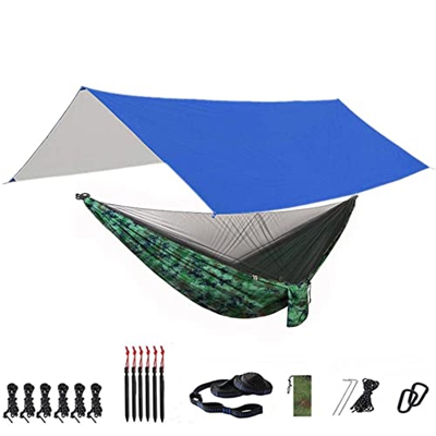ZMJYH Banco de suspensión móvil, Hamaca Acampar con Red de Arco y Plano de Rodadura, 118x118in Portátil Impermeable,4,290 x140cm