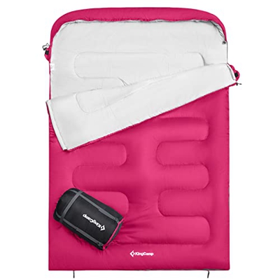 KingCamp Saco de Dormir Ultraligero de Rectangular para Adultos Dobles Camping Montaña Portátil Bolsa de Compresión Verano Grande 235 x 160cm