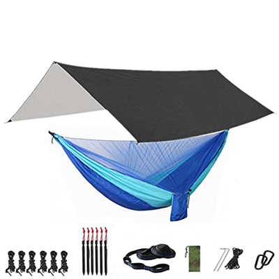 ZMJYH Banco de suspensión móvil, Hamaca Acampar con Red de Arco y Plano de Rodadura, 118x118in Portátil Impermeable,4,290 x140cm