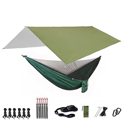 ZMJYH Banco de suspensión móvil, Hamaca Acampar con Red de Arco y Plano de Rodadura, 118x118in Portátil Impermeable,3,290 x140cm