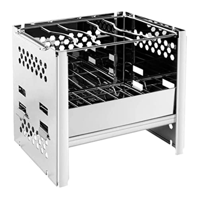 Holibanna Parrilla Eléctrica Portátil Aire Libre Parrilla de Carbón de Leña Parrilla Plegable de Barbacoa Plegable de Acero Inoxidable Pequeño BBQ Gri