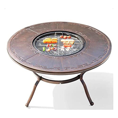 BSJZ Fogatas al Aire Libre de Metal para fogatas, Escritorio para Barbacoa, brasero Redondo, Mesa de Centro, Parrilla para Barbacoa, Bandeja para Horn